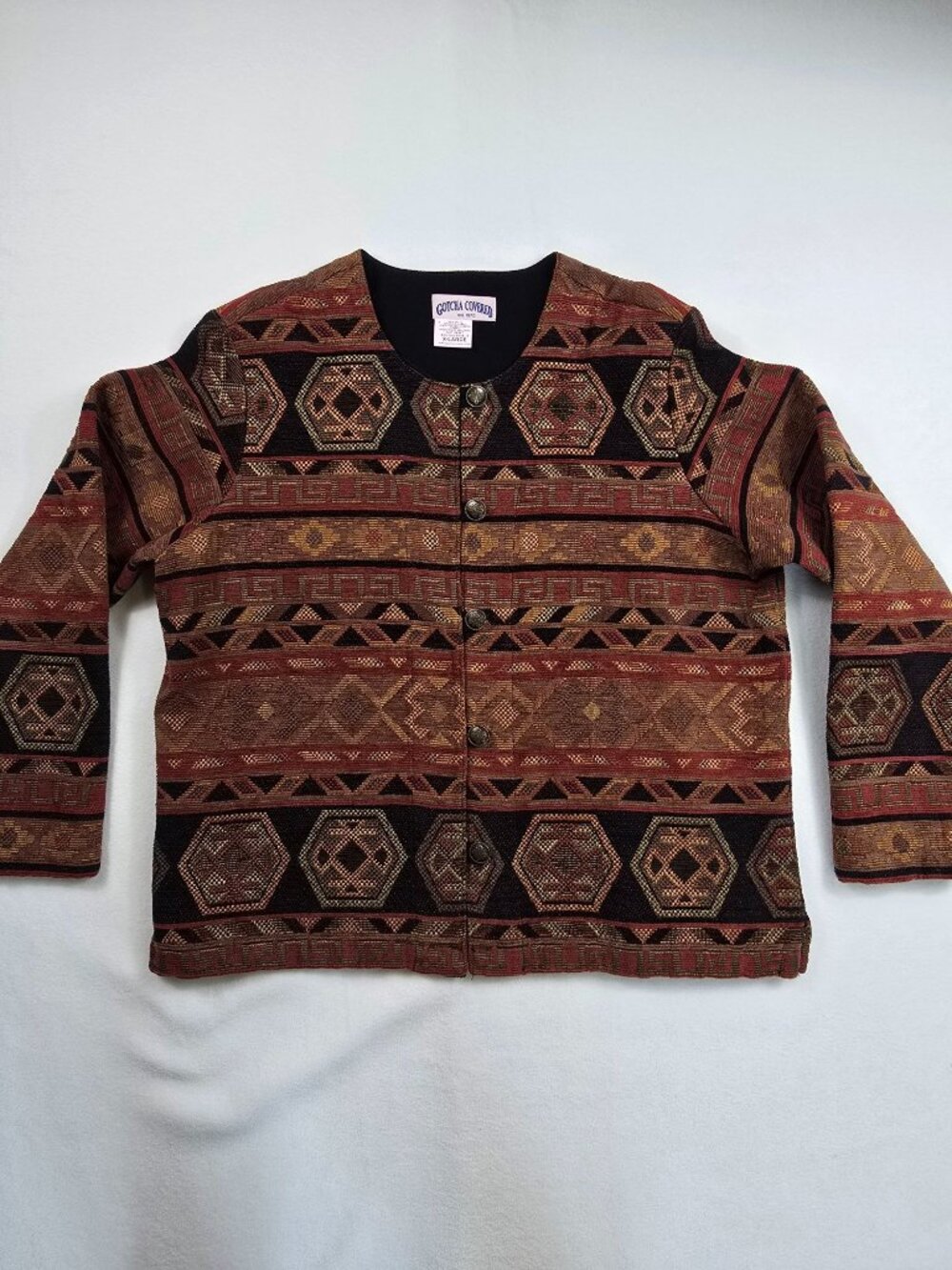 Vintage Gotcha Covered Tapestry Western Tribal Geometric Jacket X-Large 90s